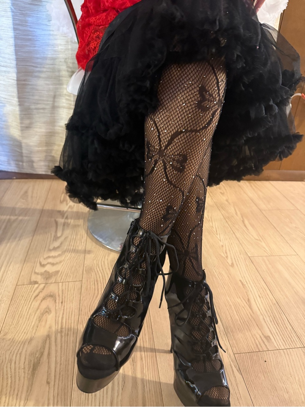 Pleaser Black Platform Stiletto Heels with Ankle Straps  Delight-600-20